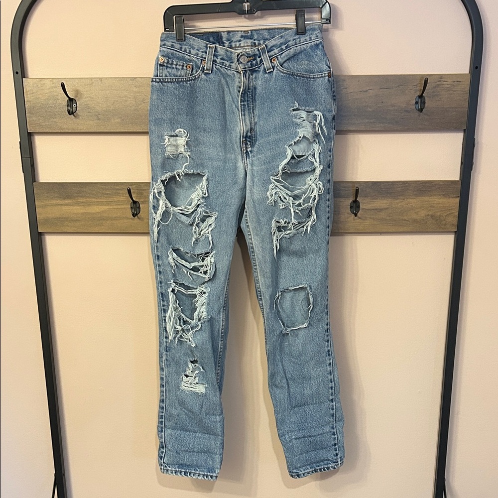 Levi 512 Distressed Slim Fit Straight Leg Jeans